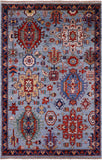 Blue Persian Fine Serapi Hand Knotted Wool Rug - 4' 0" X 6' 1" - Golden Nile