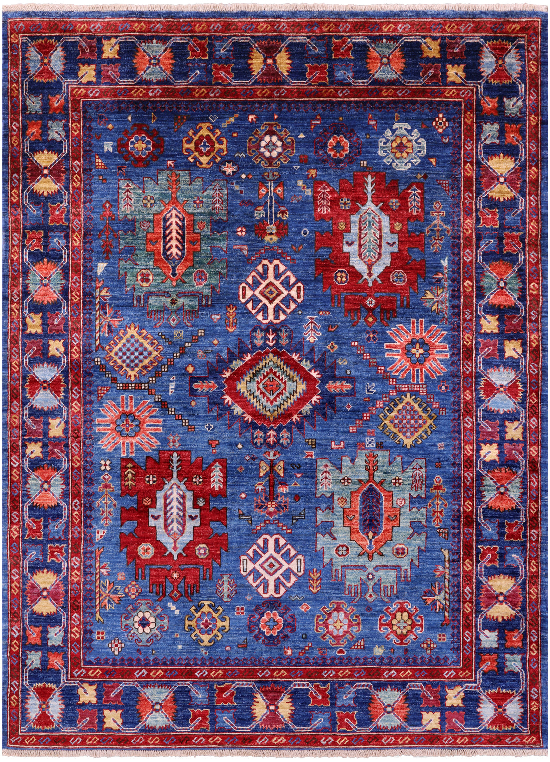 Turkmen Ersari Hand Knotted Wool Rug - 4' 10" X 6' 9" - Golden Nile