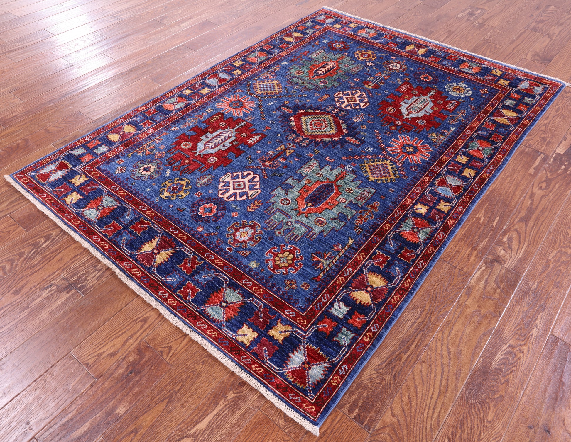 Turkmen Ersari Hand Knotted Wool Rug - 4' 10" X 6' 9" - Golden Nile
