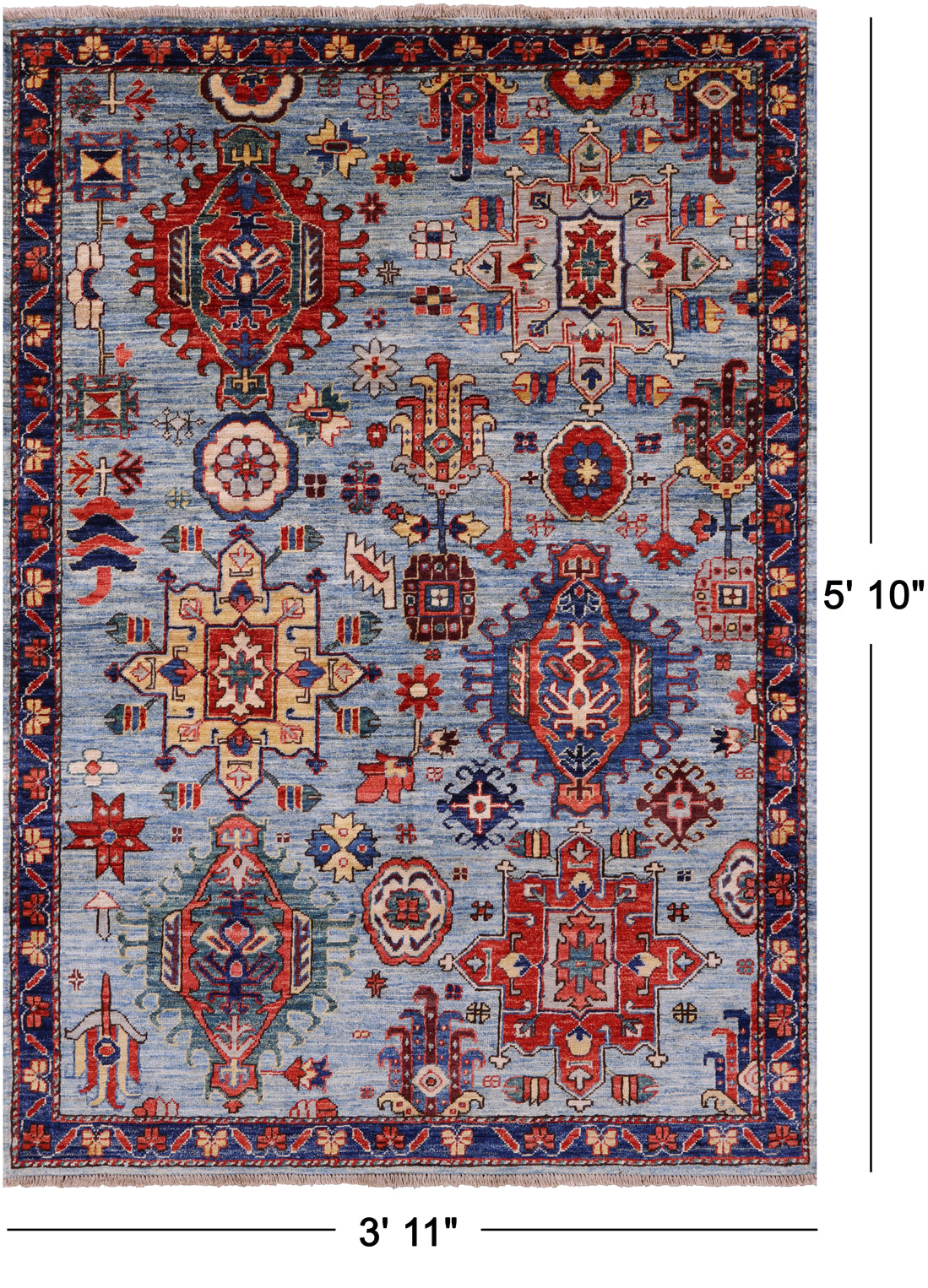 Persian Fine Serapi Hand Knotted Wool Rug - 3' 11" X 5' 10" - Golden Nile