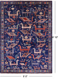 Blue Persian Fine Serapi Handmade Wool Rug - 5' 0" X 6' 10" - Golden Nile