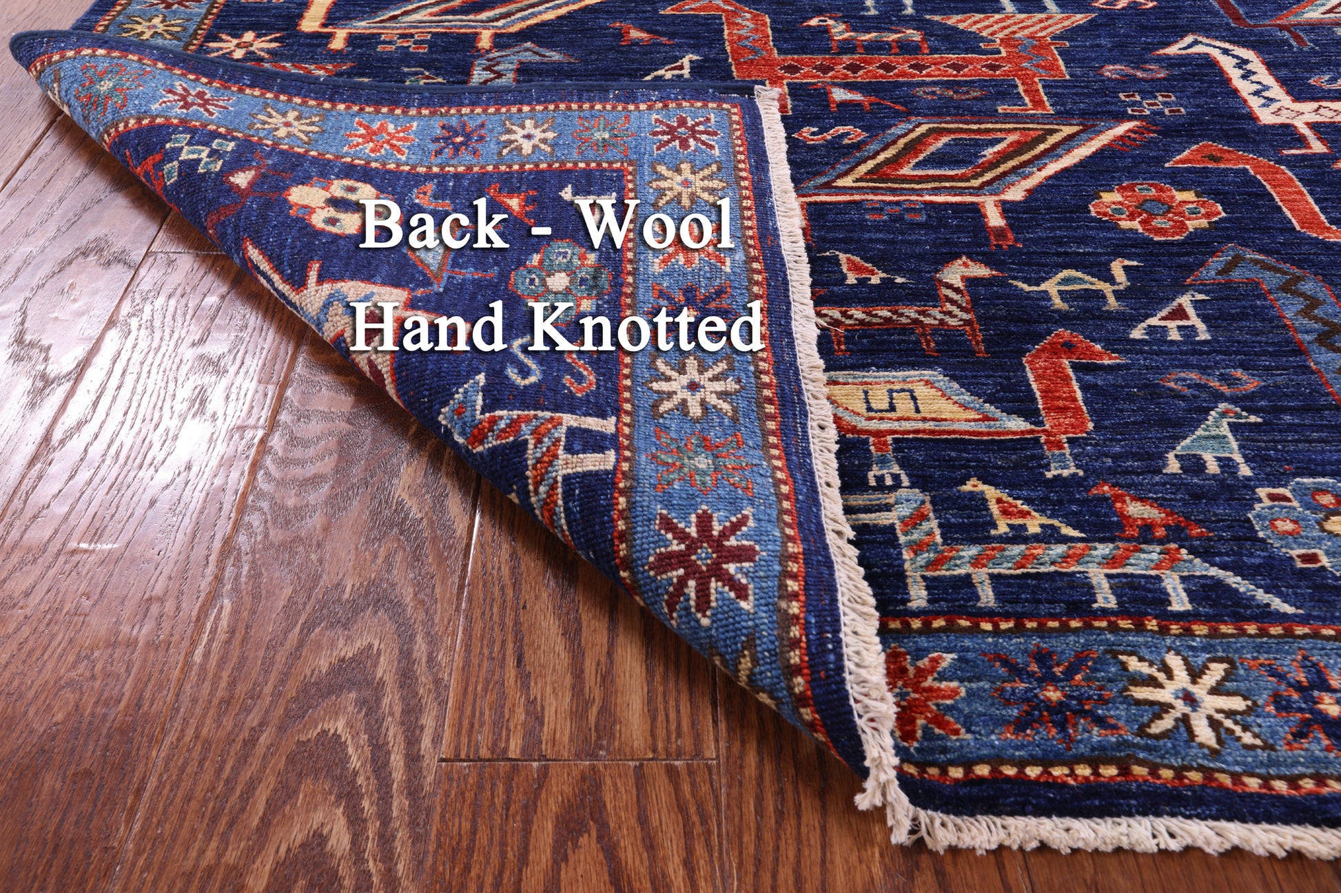 Blue Persian Fine Serapi Handmade Wool Rug - 5' 0" X 6' 10" - Golden Nile