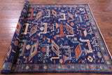 Blue Persian Fine Serapi Handmade Wool Rug - 5' 0" X 6' 10" - Golden Nile
