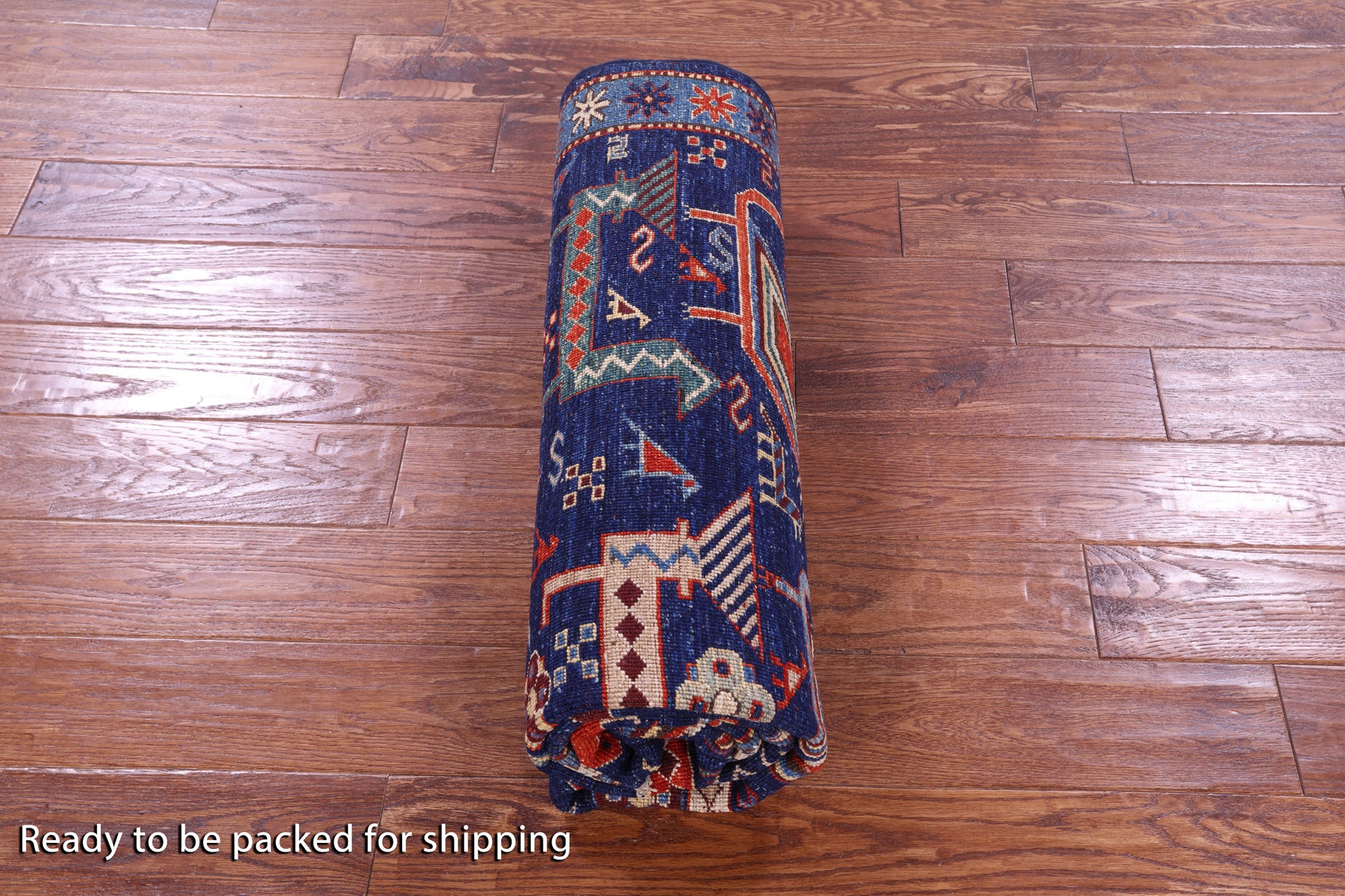 Blue Persian Fine Serapi Handmade Wool Rug - 5' 0" X 6' 10" - Golden Nile