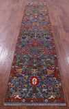 Grey Persian Tabriz Hand Knotted Wool & Silk Runner Rug - 2' 6" X 11' 7" - Golden Nile
