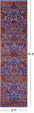 Blue Persian Tabriz Hand Knotted Wool & Silk Runner Rug - 2' 7" X 10' 2" - Golden Nile