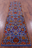 Blue Persian Tabriz Hand Knotted Wool & Silk Runner Rug - 2' 7" X 10' 2" - Golden Nile