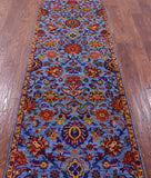 Blue Persian Tabriz Hand Knotted Wool & Silk Runner Rug - 2' 7" X 10' 2" - Golden Nile
