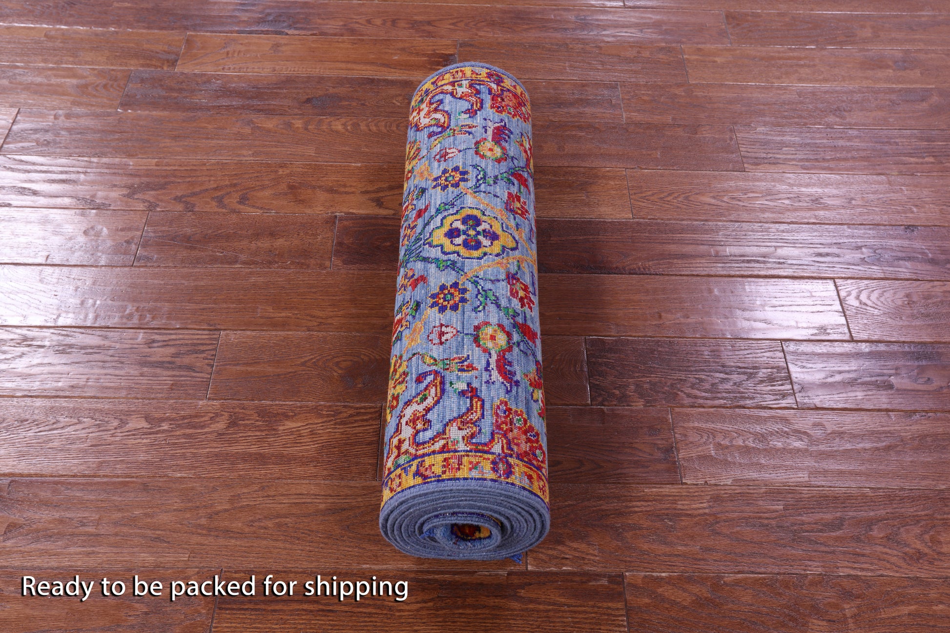 Blue Persian Tabriz Hand Knotted Wool & Silk Runner Rug - 2' 7" X 10' 2" - Golden Nile