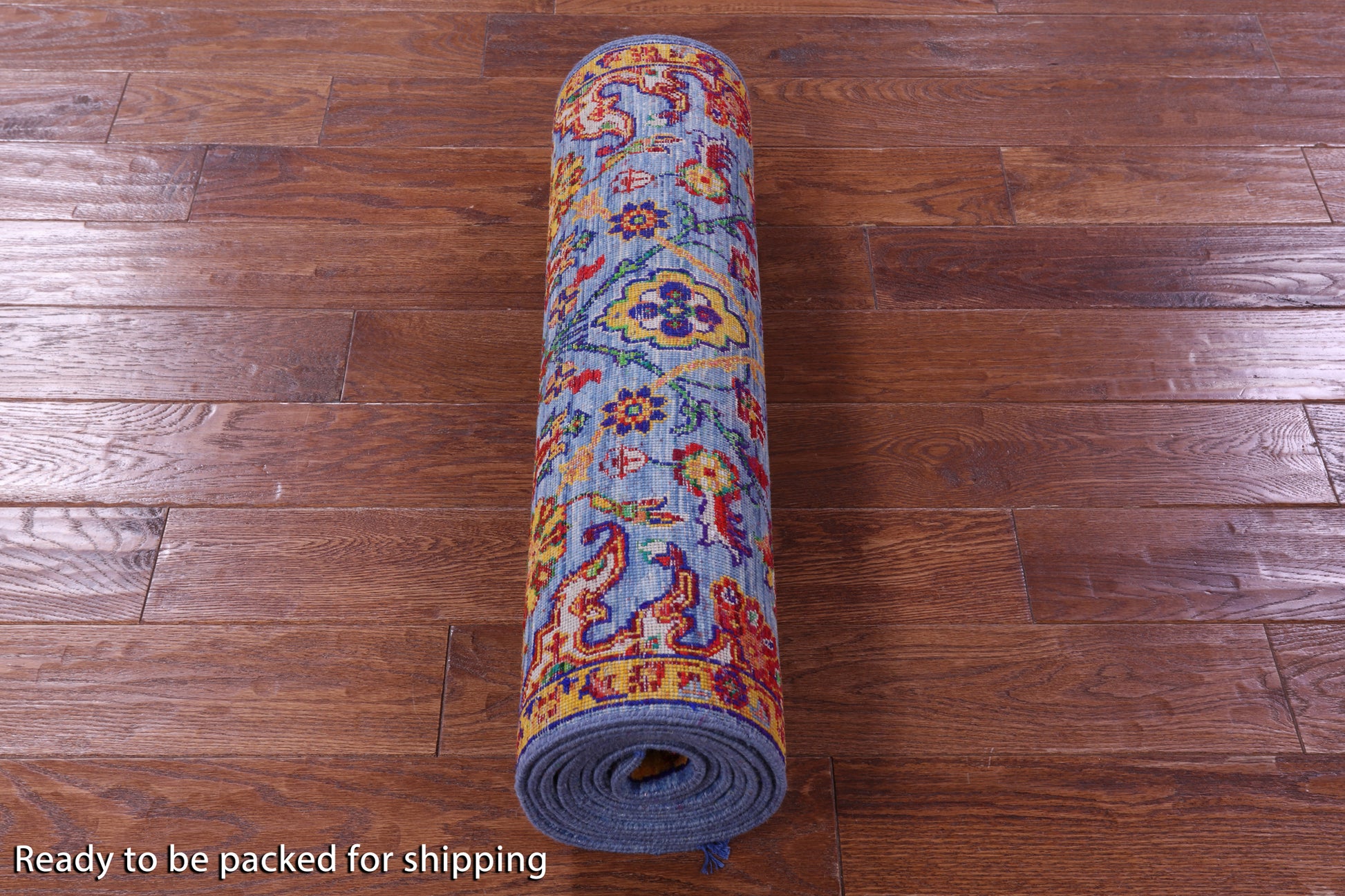 Blue Persian Tabriz Hand Knotted Wool & Silk Runner Rug - 2' 7" X 10' 2" - Golden Nile