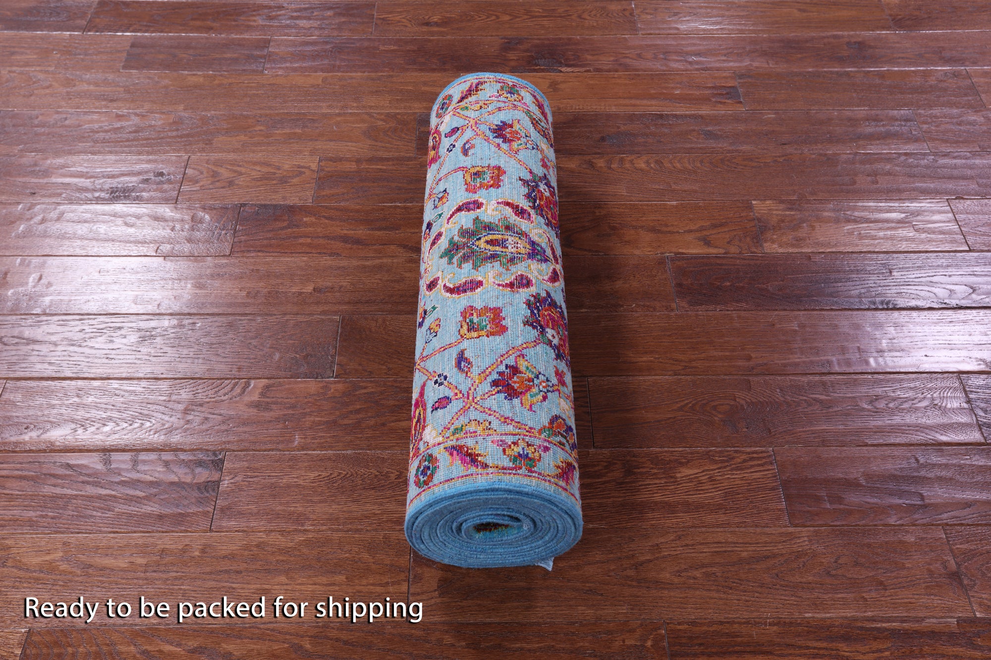 Blue Persian Tabriz Hand Knotted Wool & Silk Runner Rug - 2' 7" X 10' 10" - Golden Nile