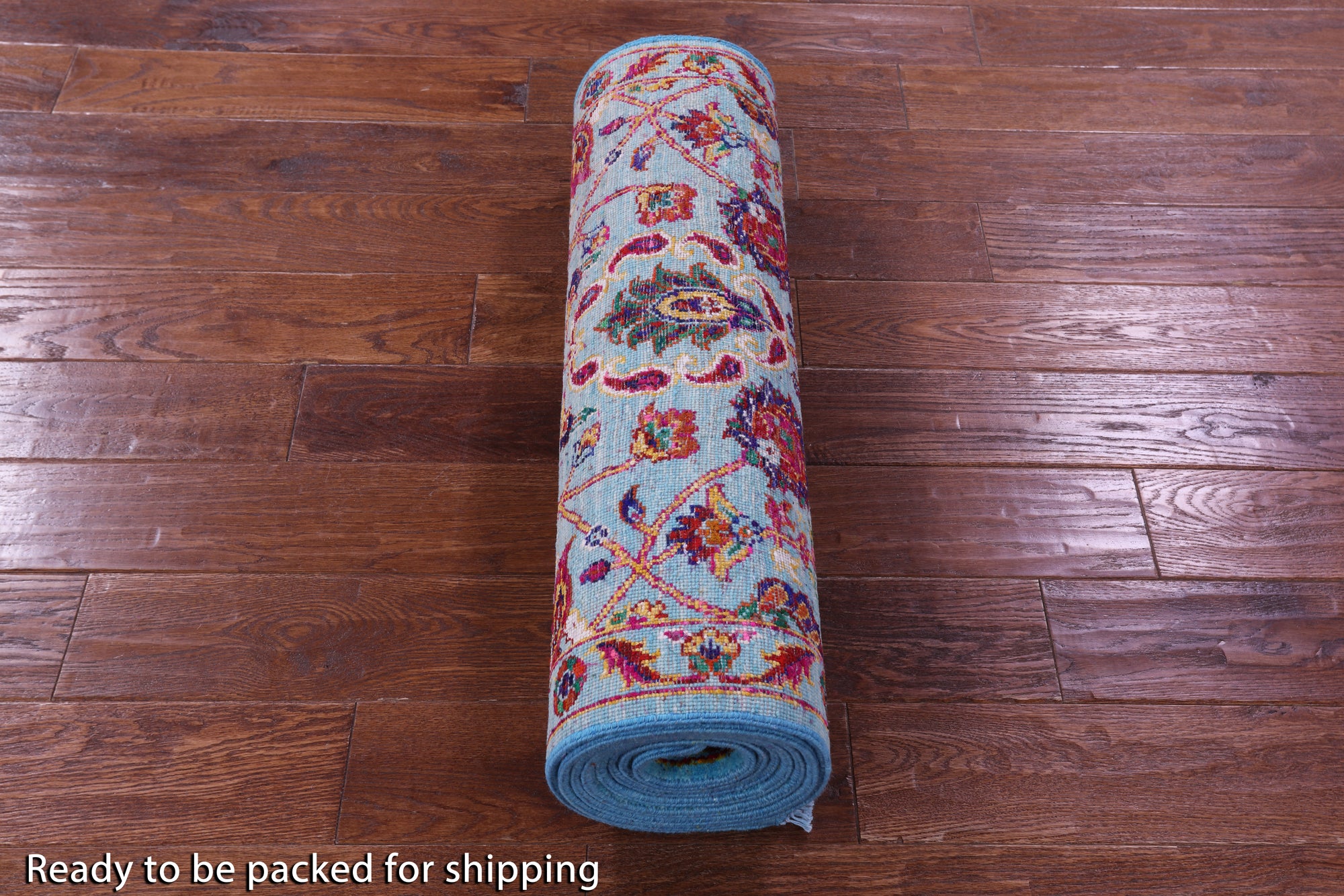Blue Persian Tabriz Hand Knotted Wool & Silk Runner Rug - 2' 8" X 10' 10" - Golden Nile