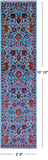 Blue Persian Tabriz Hand Knotted Wool & Silk Runner Rug - 2' 8" X 10' 10" - Golden Nile