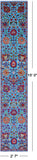 Blue Persian Tabriz Hand Knotted Wool & Silk Runner Rug - 2' 7" X 15' 0" - Golden Nile