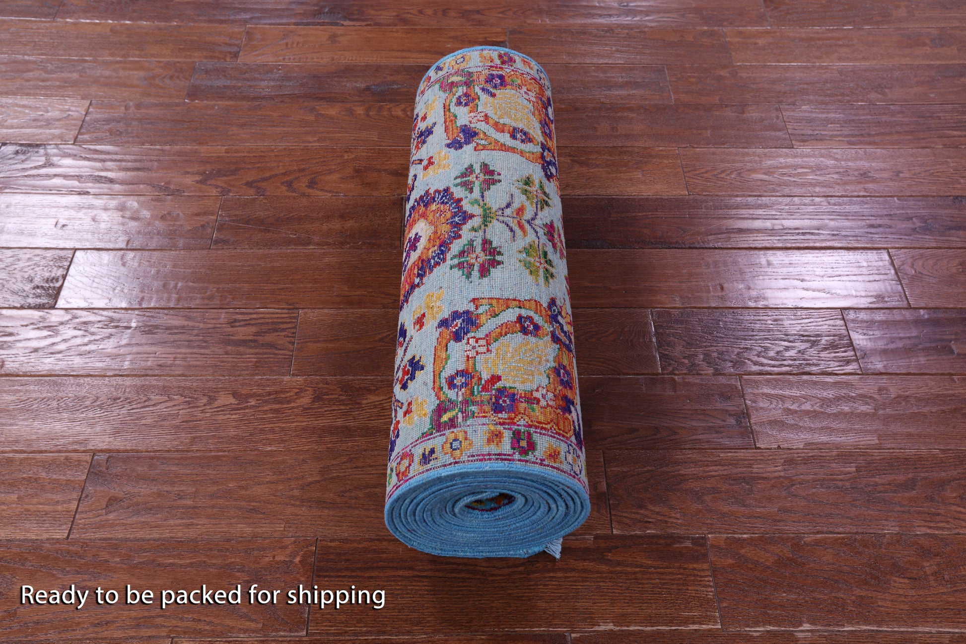 Blue Persian Tabriz Hand Knotted Wool & Silk Runner Rug - 2' 7" X 15' 0" - Golden Nile