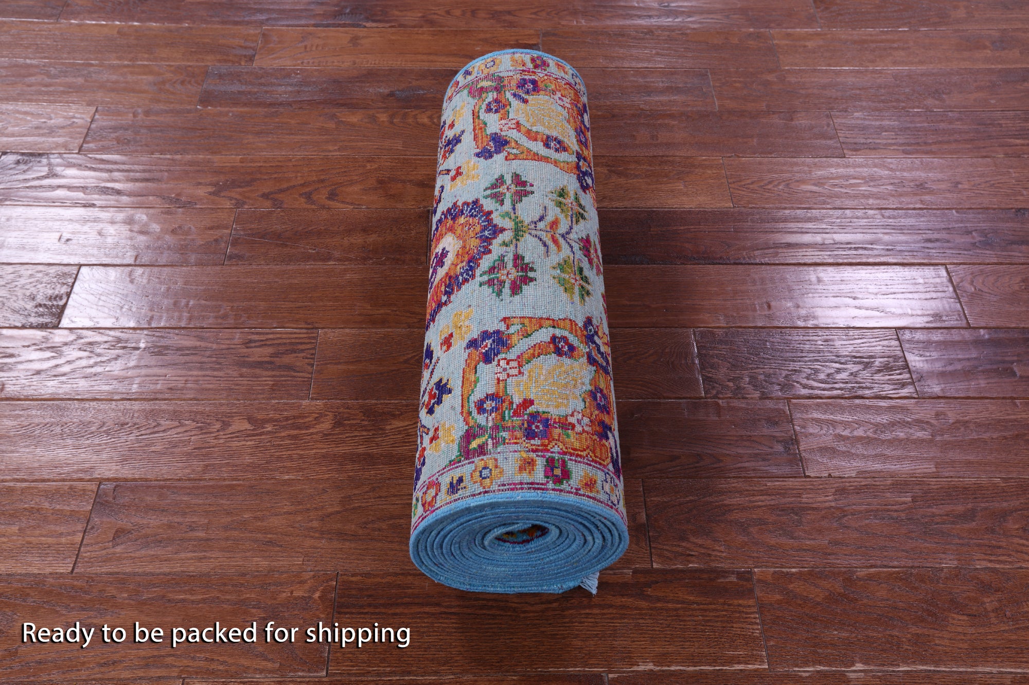 Blue Persian Tabriz Hand Knotted Wool & Silk Runner Rug - 2' 7" X 15' 0" - Golden Nile