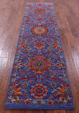 Blue Persian Tabriz Hand Knotted Wool & Silk Runner Rug - 2' 7" X 9' 11" - Golden Nile