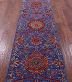 Blue Persian Tabriz Hand Knotted Wool & Silk Runner Rug - 2' 7" X 9' 11" - Golden Nile