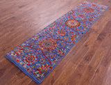 Blue Persian Tabriz Hand Knotted Wool & Silk Runner Rug - 2' 7" X 9' 11" - Golden Nile