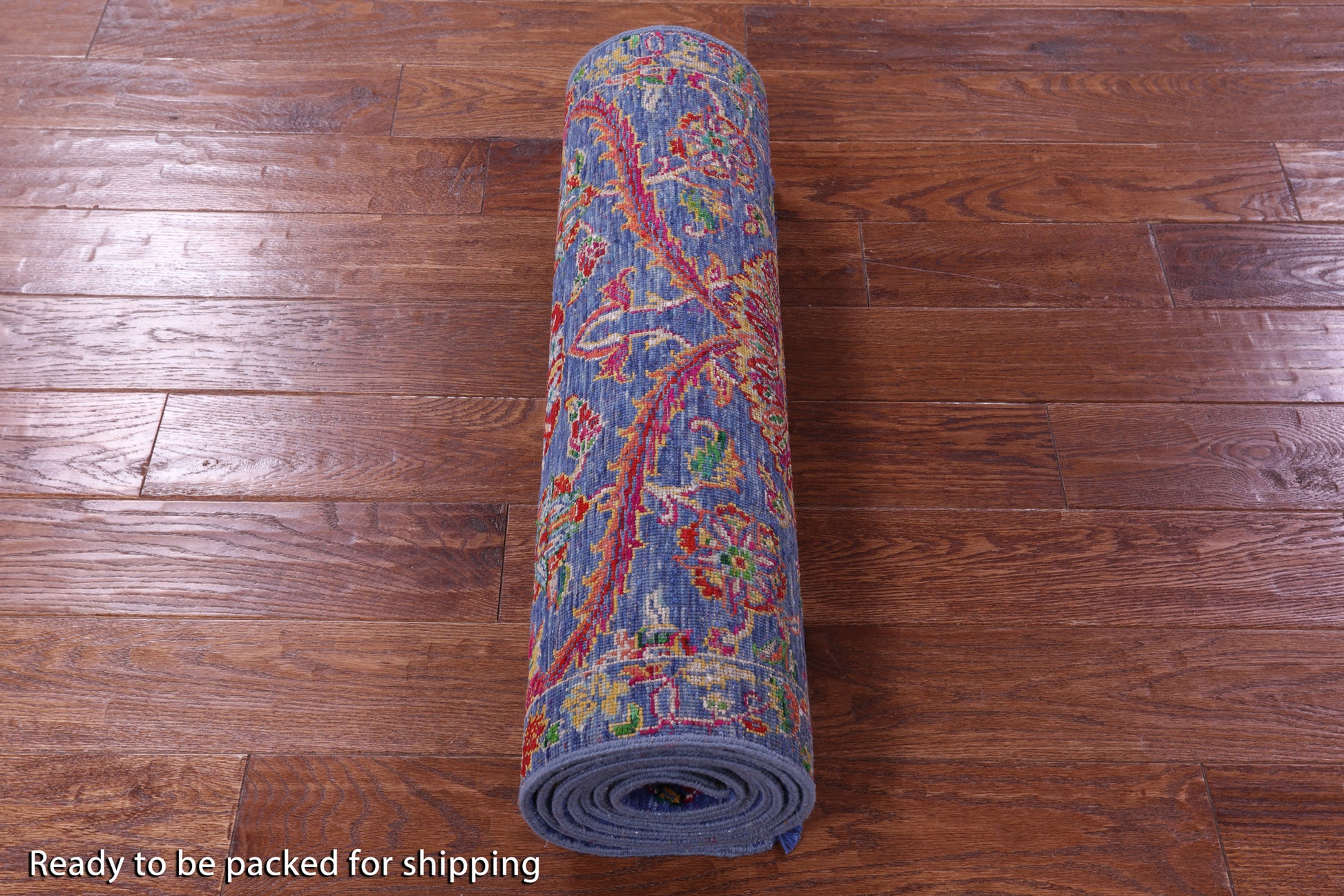 Blue Persian Tabriz Hand Knotted Wool & Silk Runner Rug - 2' 7" X 9' 11" - Golden Nile