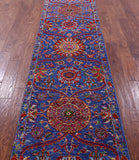 Blue Persian Tabriz Handmade Wool & Silk Runner Rug - 2' 7" X 9' 11" - Golden Nile