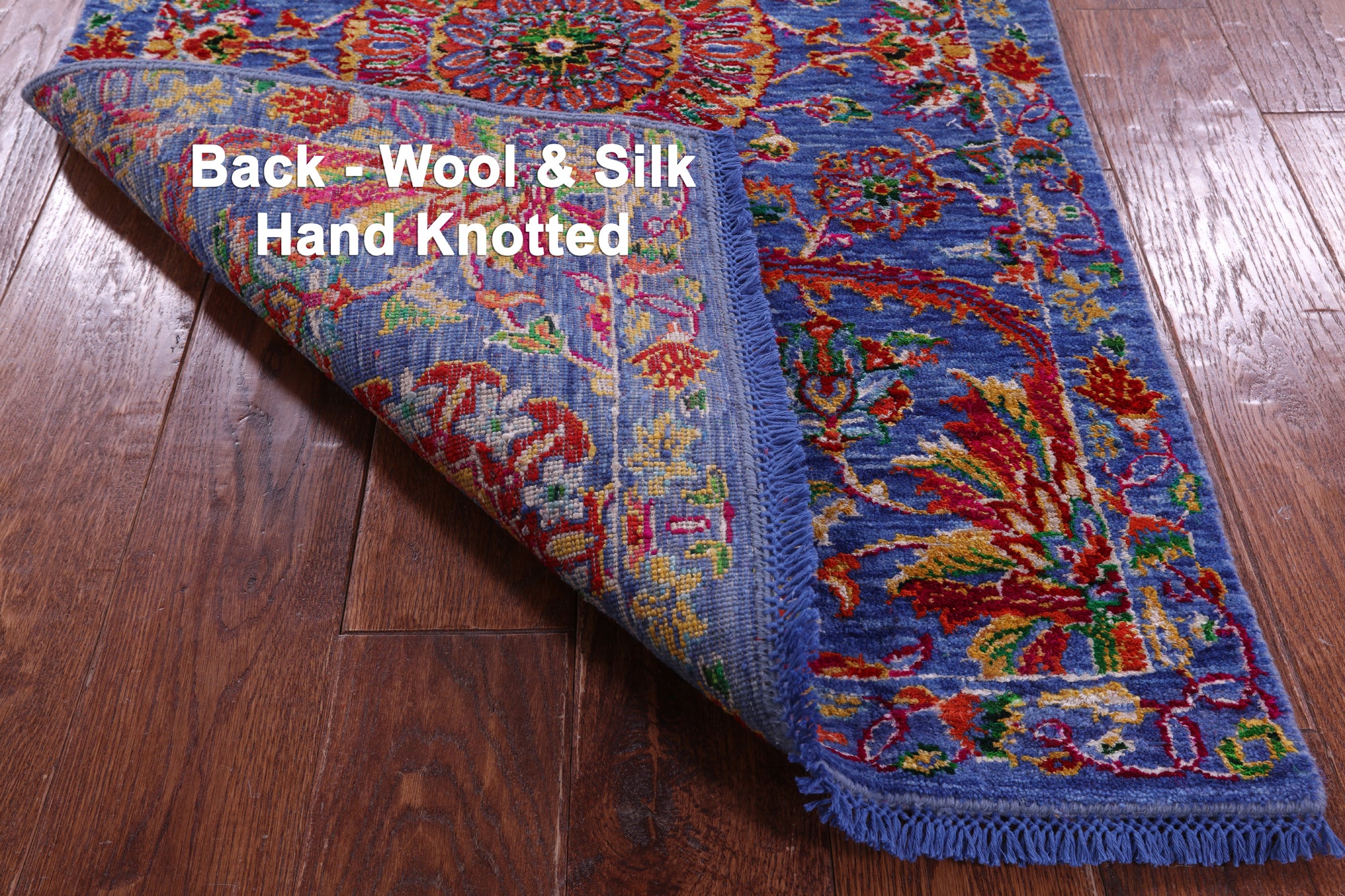 Blue Persian Tabriz Handmade Wool & Silk Runner Rug - 2' 7" X 9' 11" - Golden Nile