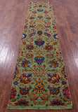 Green Tabriz Hand Knotted Wool & Silk Runner Rug - 2' 6" X 11' 10" - Golden Nile