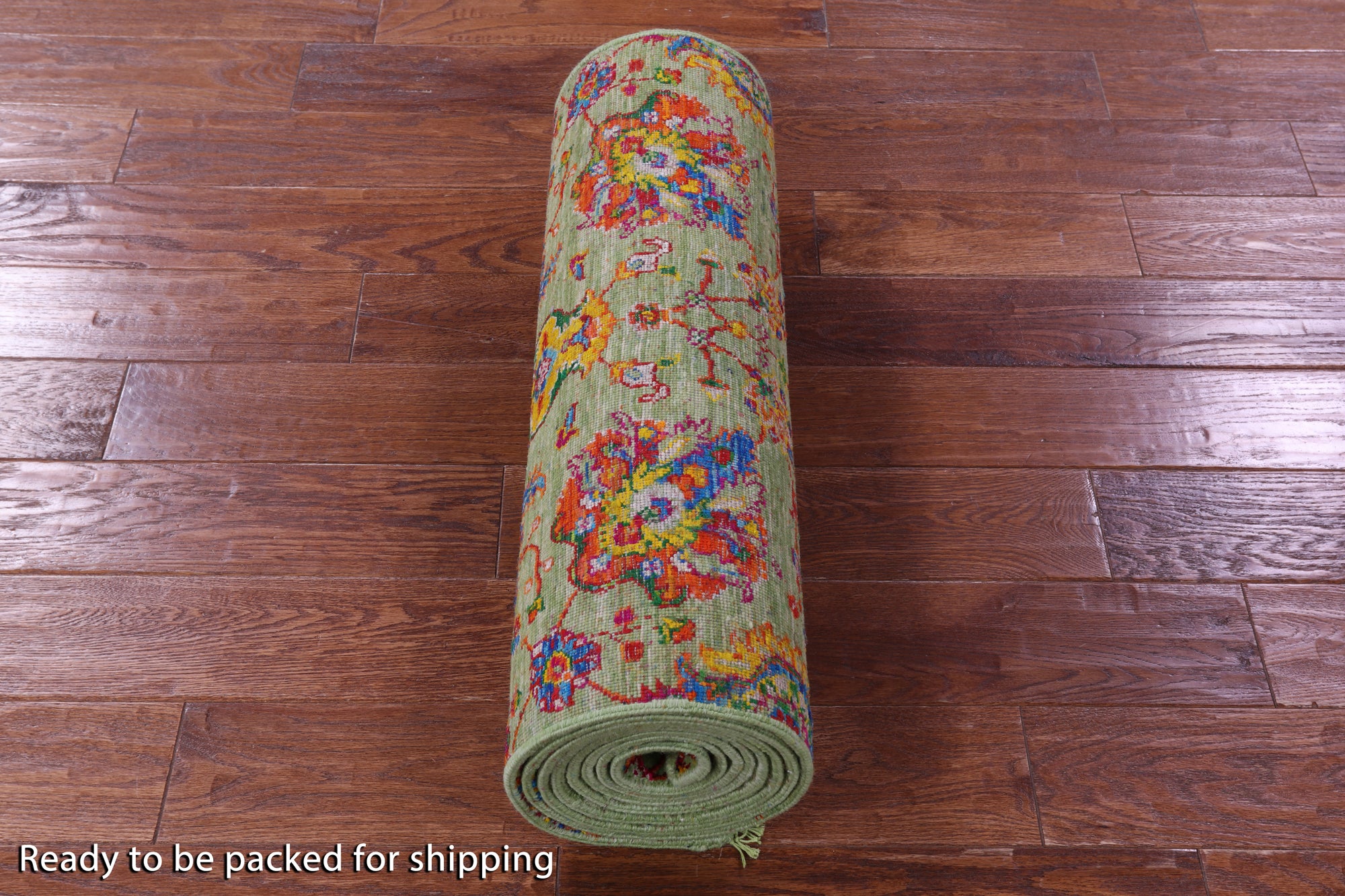 Green Tabriz Hand Knotted Wool & Silk Runner Rug - 2' 6" X 11' 10" - Golden Nile
