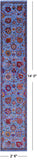 Blue Persian Tabriz Handmade Wool & Silk Runner Rug - 2' 6" X 14' 0" - Golden Nile
