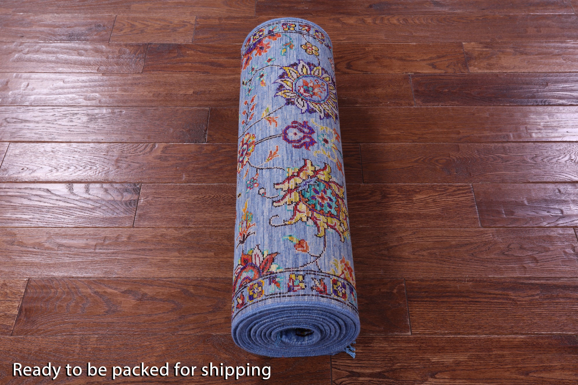 Blue Persian Tabriz Handmade Wool & Silk Runner Rug - 2' 6" X 14' 0" - Golden Nile