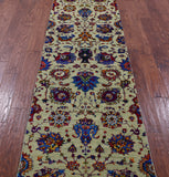 Green Persian Tabriz Hand Knotted Wool & Silk Runner Rug - 2' 7" X 9' 10" - Golden Nile