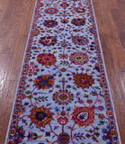 Blue Persian Tabriz Hand Knotted Wool & Silk Runner Rug - 2' 8" X 10' 2" - Golden Nile