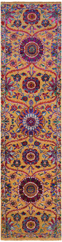 Persian Tabriz Handmade Wool & Silk Runner Rug - 2' 6