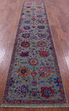 Grey Persian Tabriz Hand Knotted Wool & Silk Runner Rug - 2' 7" X 11' 11" - Golden Nile