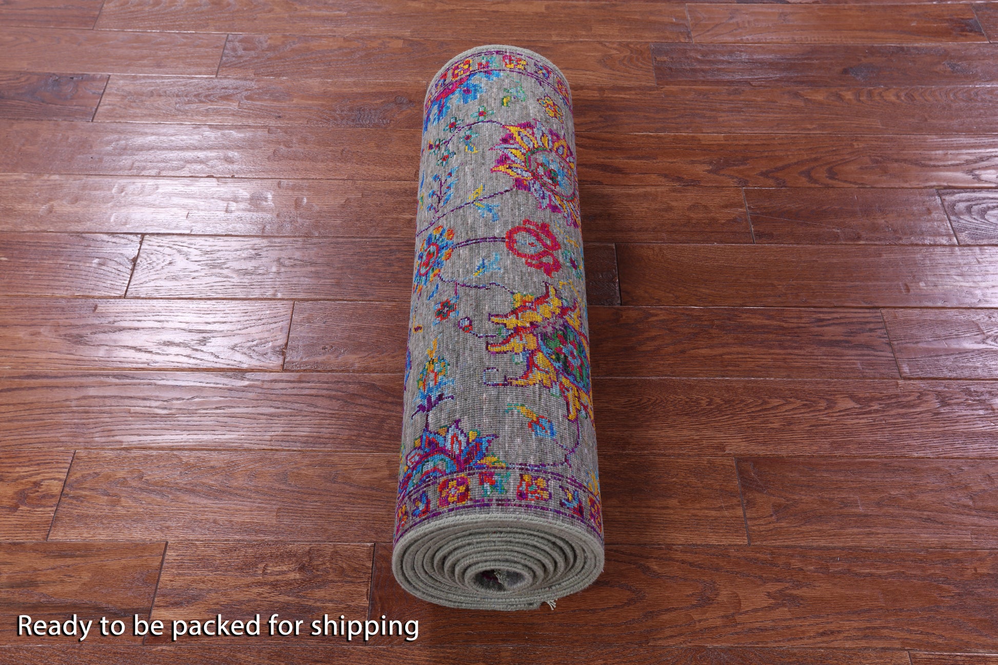 Grey Persian Tabriz Hand Knotted Wool & Silk Runner Rug - 2' 7" X 11' 11" - Golden Nile