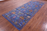 Blue Persian Tabriz Handmade Wool & Silk Rug - 4' 10" X 12' 1" - Golden Nile