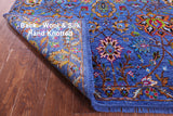 Blue Persian Tabriz Handmade Wool & Silk Rug - 4' 10" X 12' 1" - Golden Nile