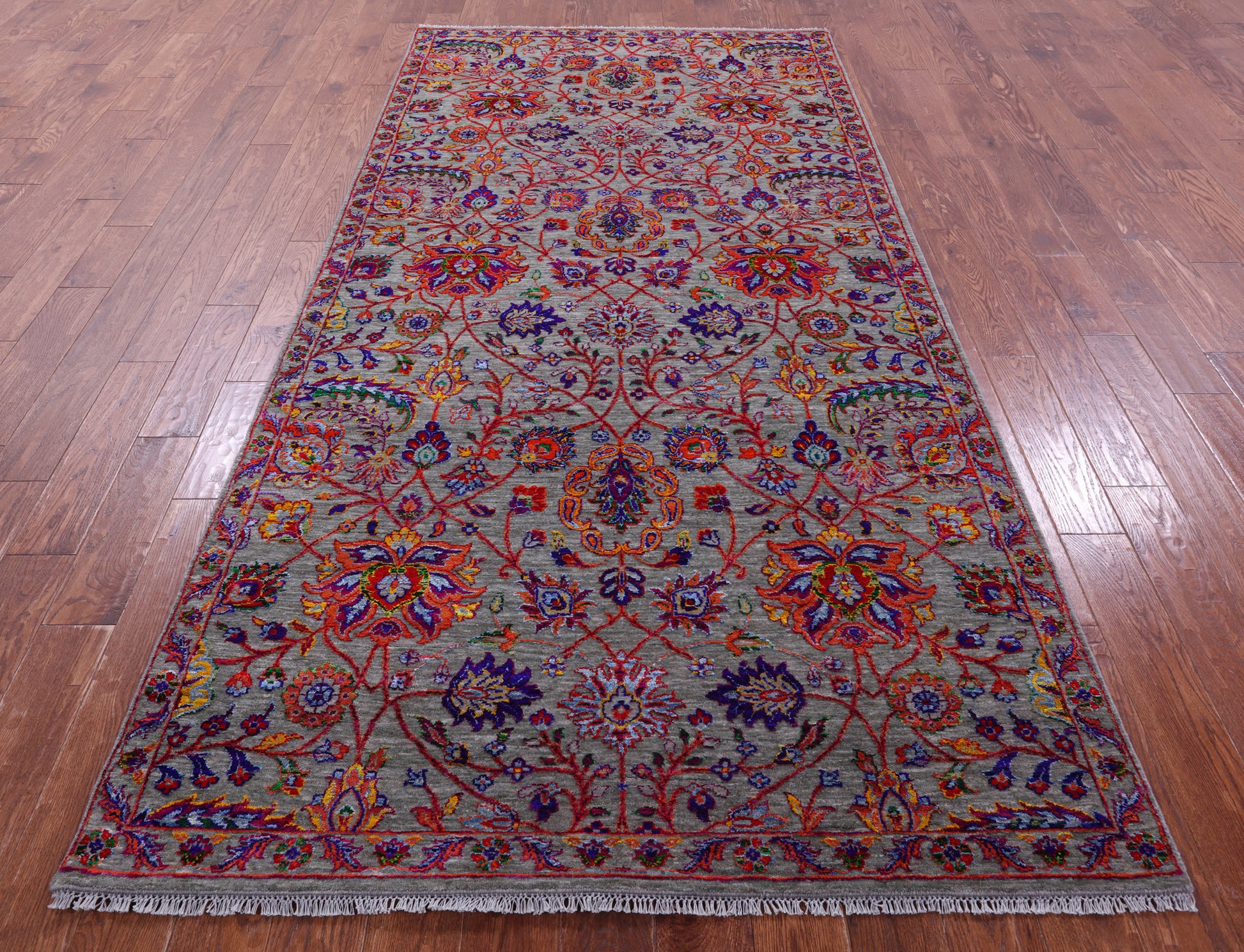 Grey Persian Tabriz Handmade Wool & Silk Rug - 5' 0" X 10' 3" - Golden Nile