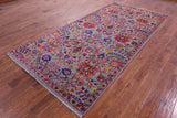 Grey Persian Tabriz Handmade Wool & Silk Rug - 5' 0" X 10' 3" - Golden Nile