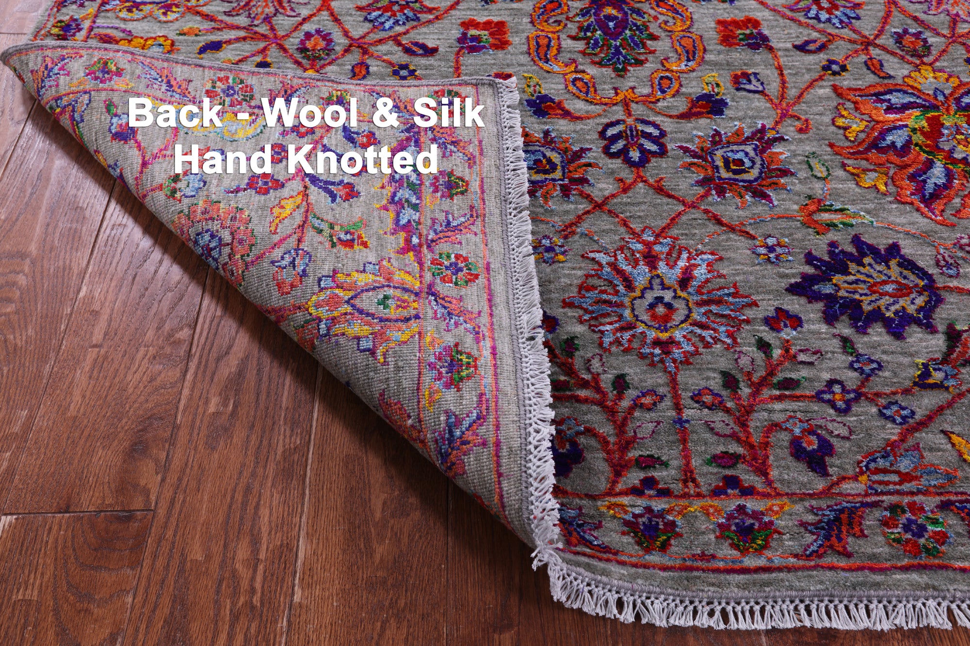 Grey Persian Tabriz Handmade Wool & Silk Rug - 5' 0" X 10' 3" - Golden Nile