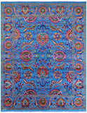 Blue Persian Tabriz Handmade Wool & Silk Rug - 8' 1" X 10' 1" - Golden Nile