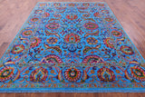 Blue Persian Tabriz Handmade Wool & Silk Rug - 8' 1" X 10' 1" - Golden Nile