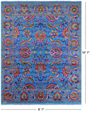 Blue Persian Tabriz Handmade Wool & Silk Rug - 8' 1" X 10' 1" - Golden Nile