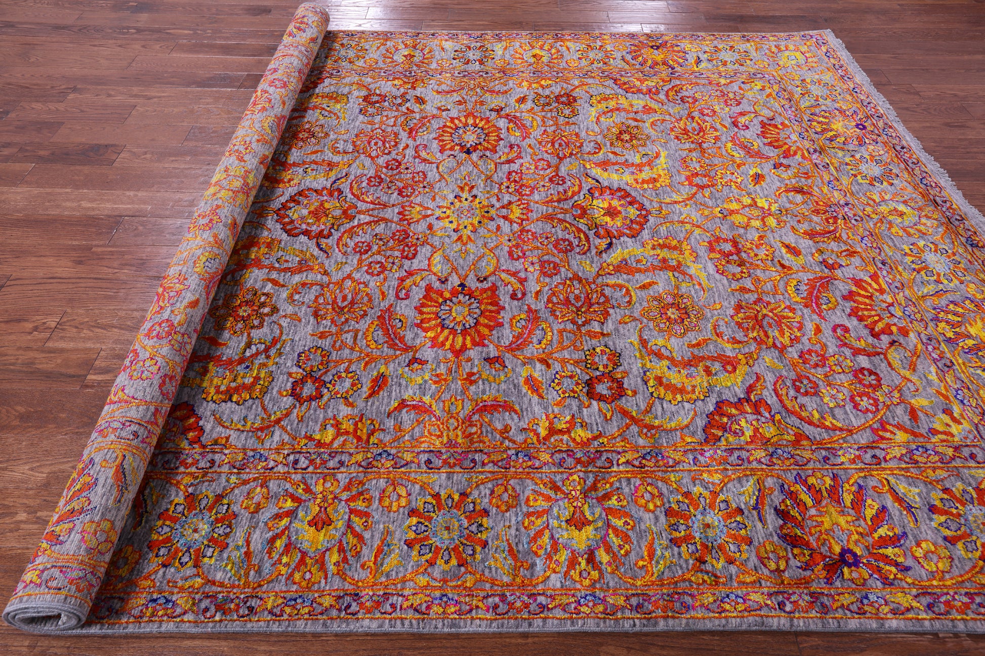 Persian Tabriz Hand Knotted Wool & Silk Rug - 8' 0" X 10' 2" - Golden Nile