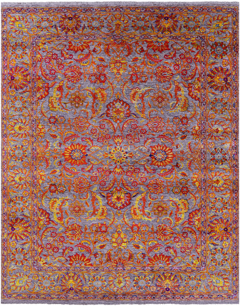 Persian Tabriz Hand Knotted Wool & Silk Rug - 8' 0" X 10' 2" - Golden Nile