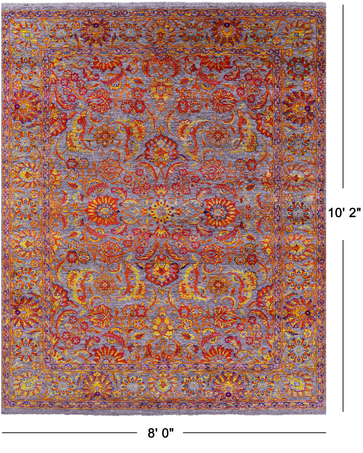 Persian Tabriz Hand Knotted Wool & Silk Rug - 8' 0" X 10' 2" - Golden Nile