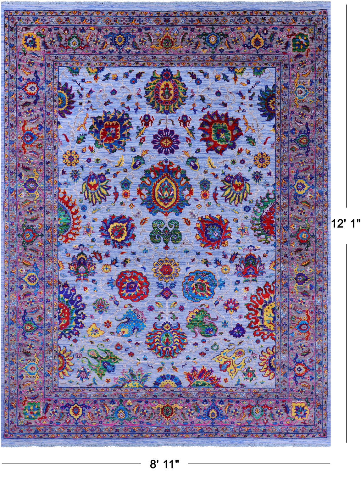 Persian Tabriz Handmade Wool & Silk Rug - 8' 11" X 12' 1" - Golden Nile