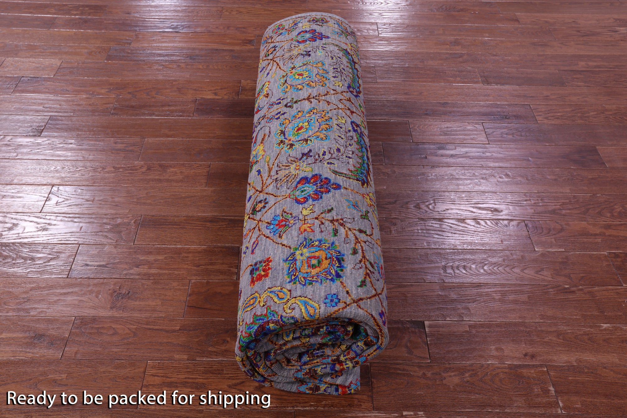 Grey Persian Tabriz Hand Knotted Wool & Silk Rug - 9' 0" X 12' 0" - Golden Nile