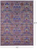 Grey Persian Tabriz Hand Knotted Wool & Silk Rug - 9' 0" X 12' 0" - Golden Nile