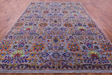 Grey Persian Tabriz Hand Knotted Wool & Silk Rug - 9' 0" X 12' 0" - Golden Nile